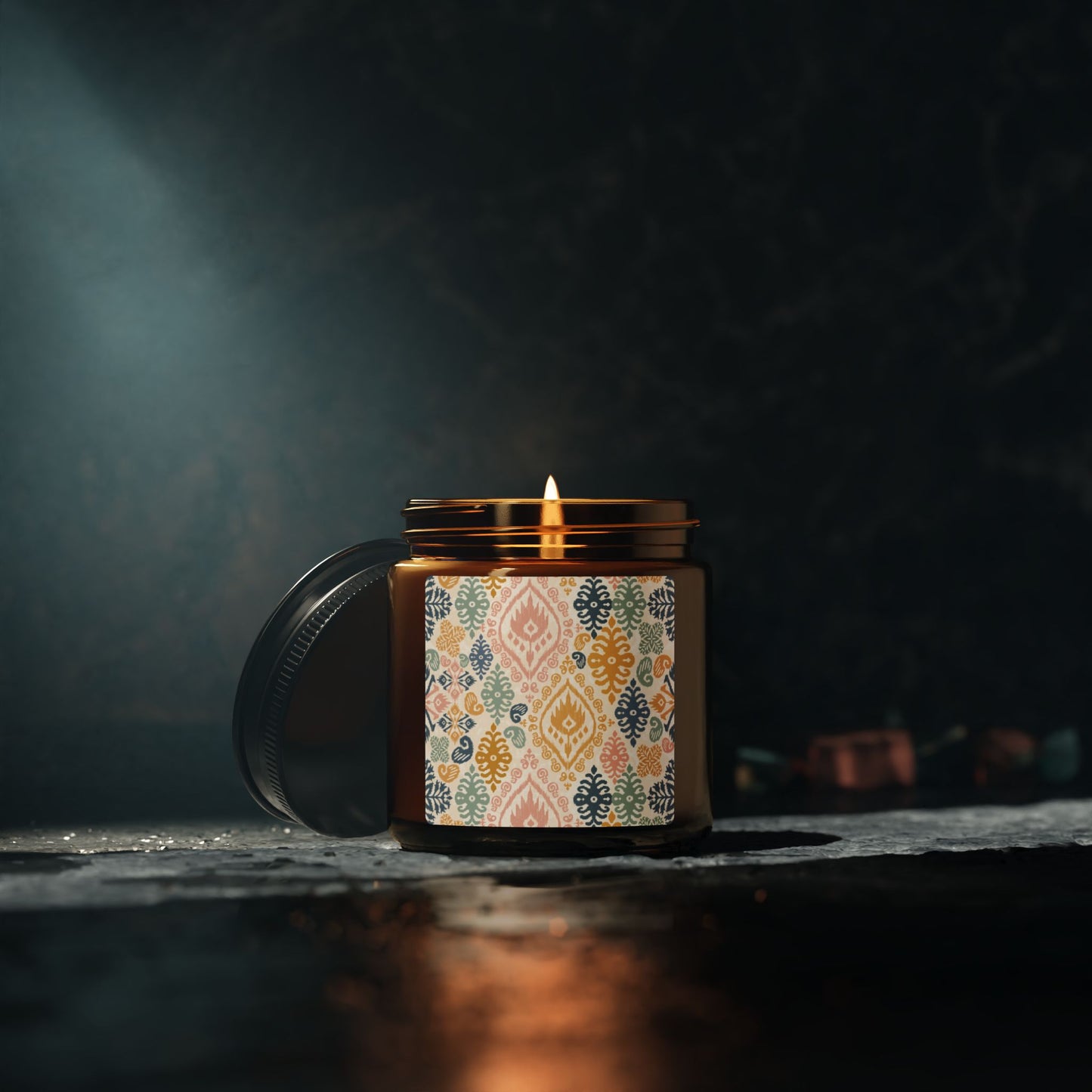 Bohemian African Motif Scented Soy Candle – Eco-Friendly, Artistic Home Decor for Relaxation & Self-Care