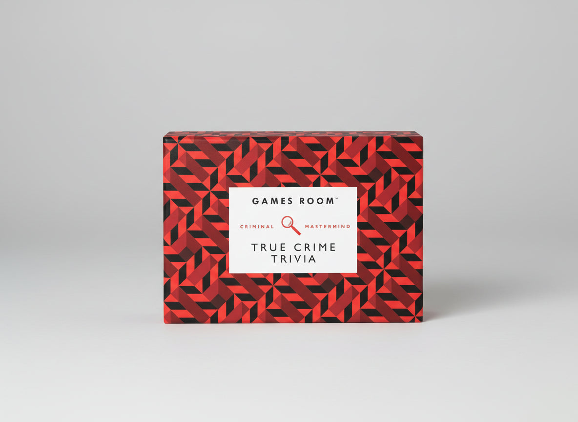 Close up view of Games Room True Crime Trivia Game Set