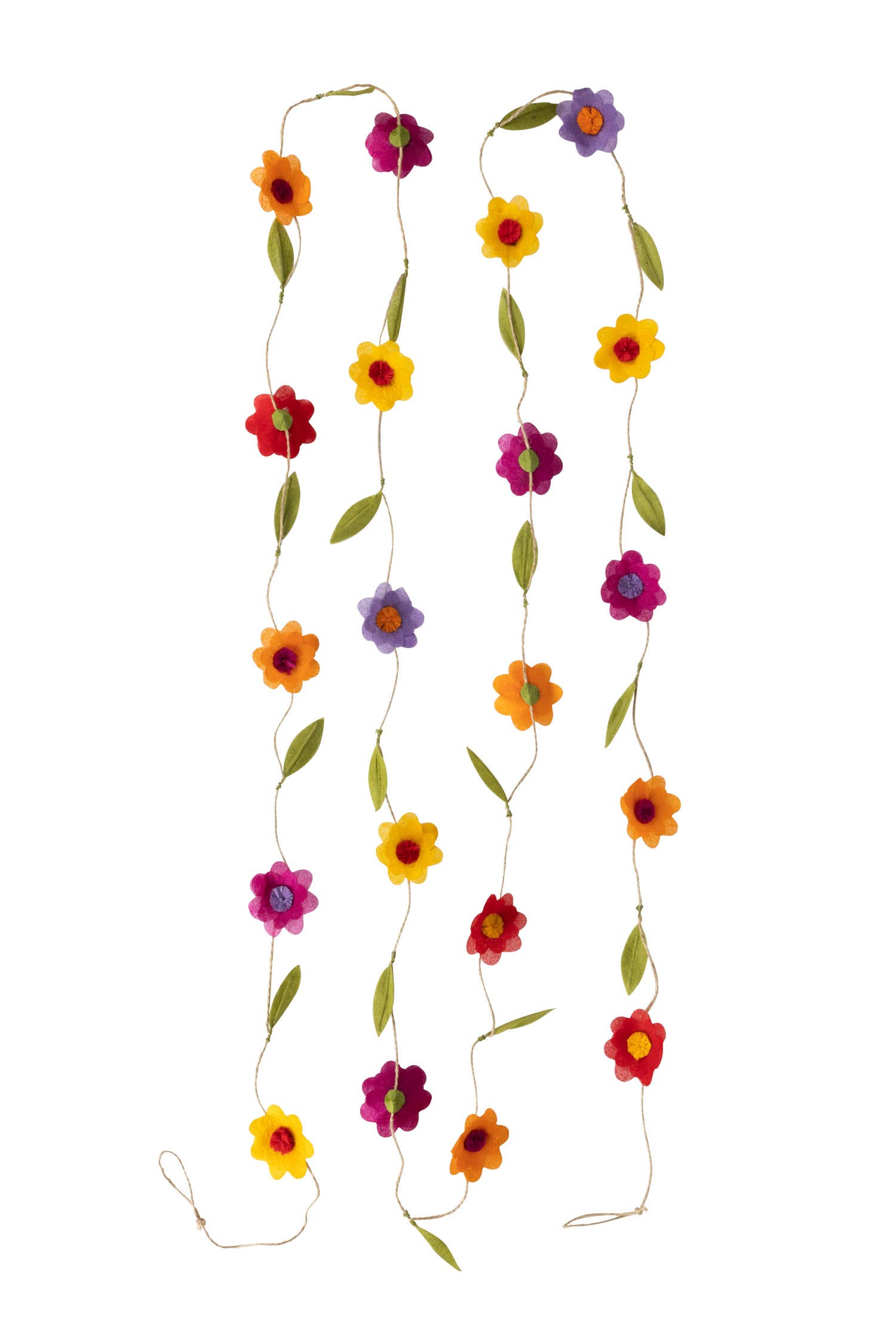 Handcrafted flower garland hanging as festive party décor or photo backdrop