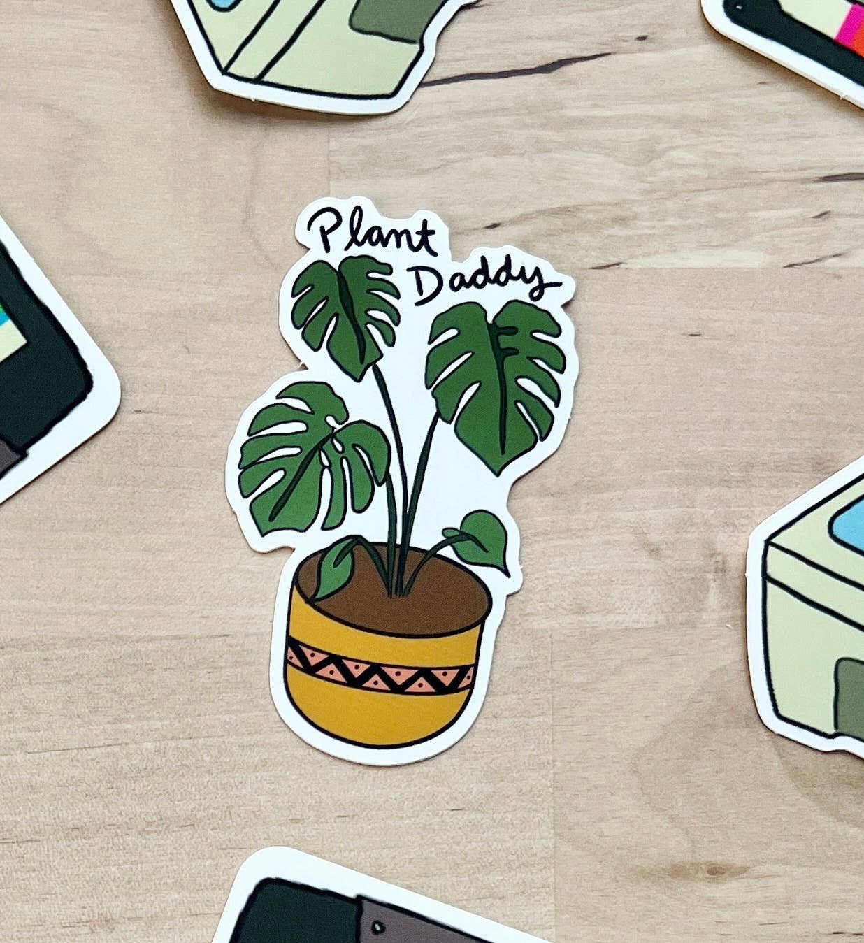 Close up of the Bold Monstera vinyl sticker for plant enthusiasts