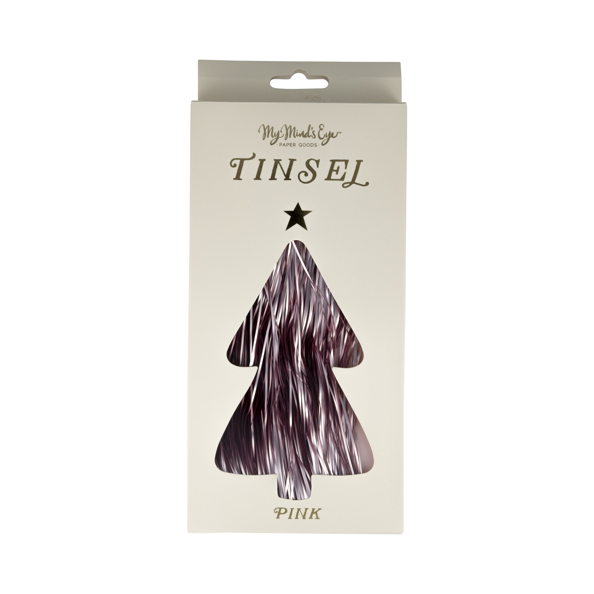 1000-piece pink tinsel pack giving vintage Christmas vibes.