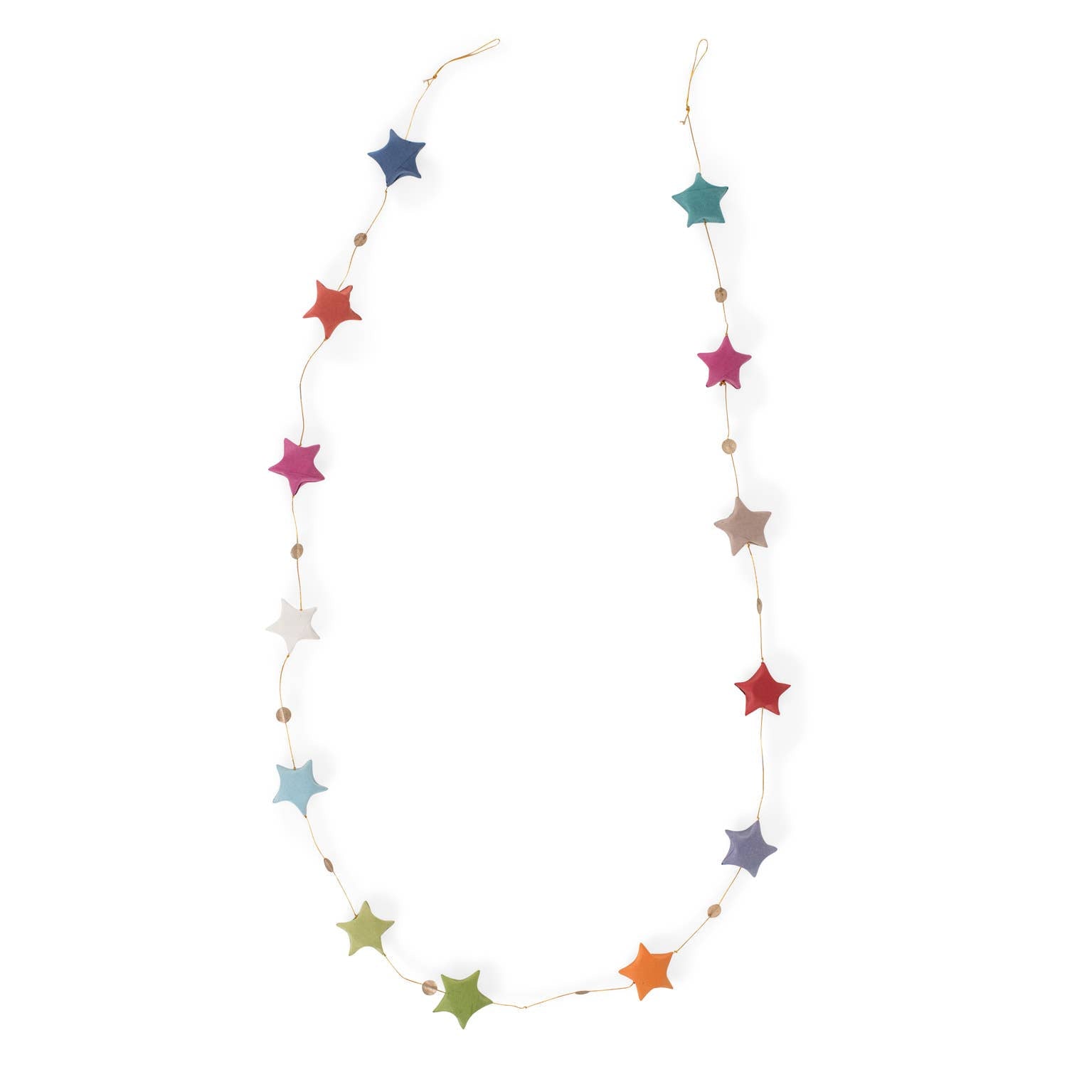 Close-up of rainbow paper stars with fine handmade texture
