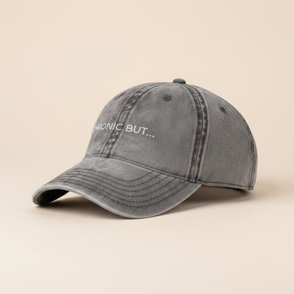 Gray cap with 'Chronic Bull' text on a white background