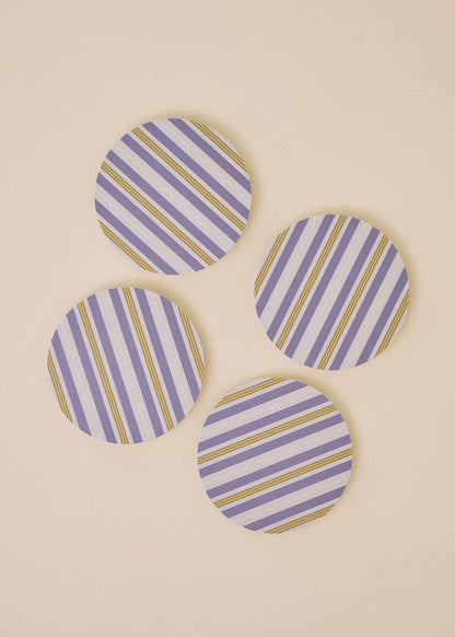 Vibrant blue hand-drawn stripes and squiggles on the "Playful Squiggle Stripes Coasters" comes in a set of four. 