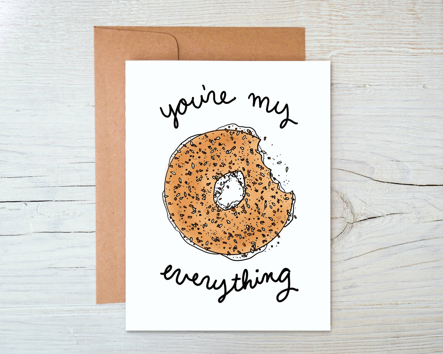 "You're My Everything" Everything Bagel Valentine's Day Card – Cute & Funny Card for Your Loved One