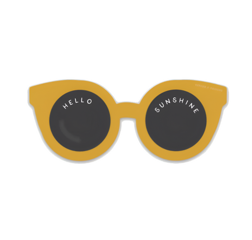 Bright Yellow Retro Sunglasses Vinyl Sticker - "Hello Sunshine"