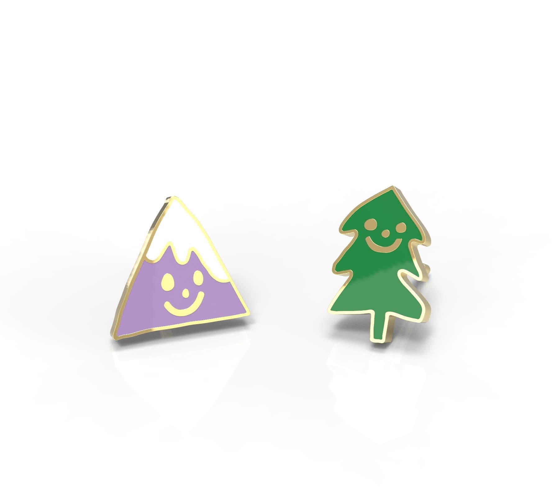 Close up of the Mountain & Tree Earrings 
