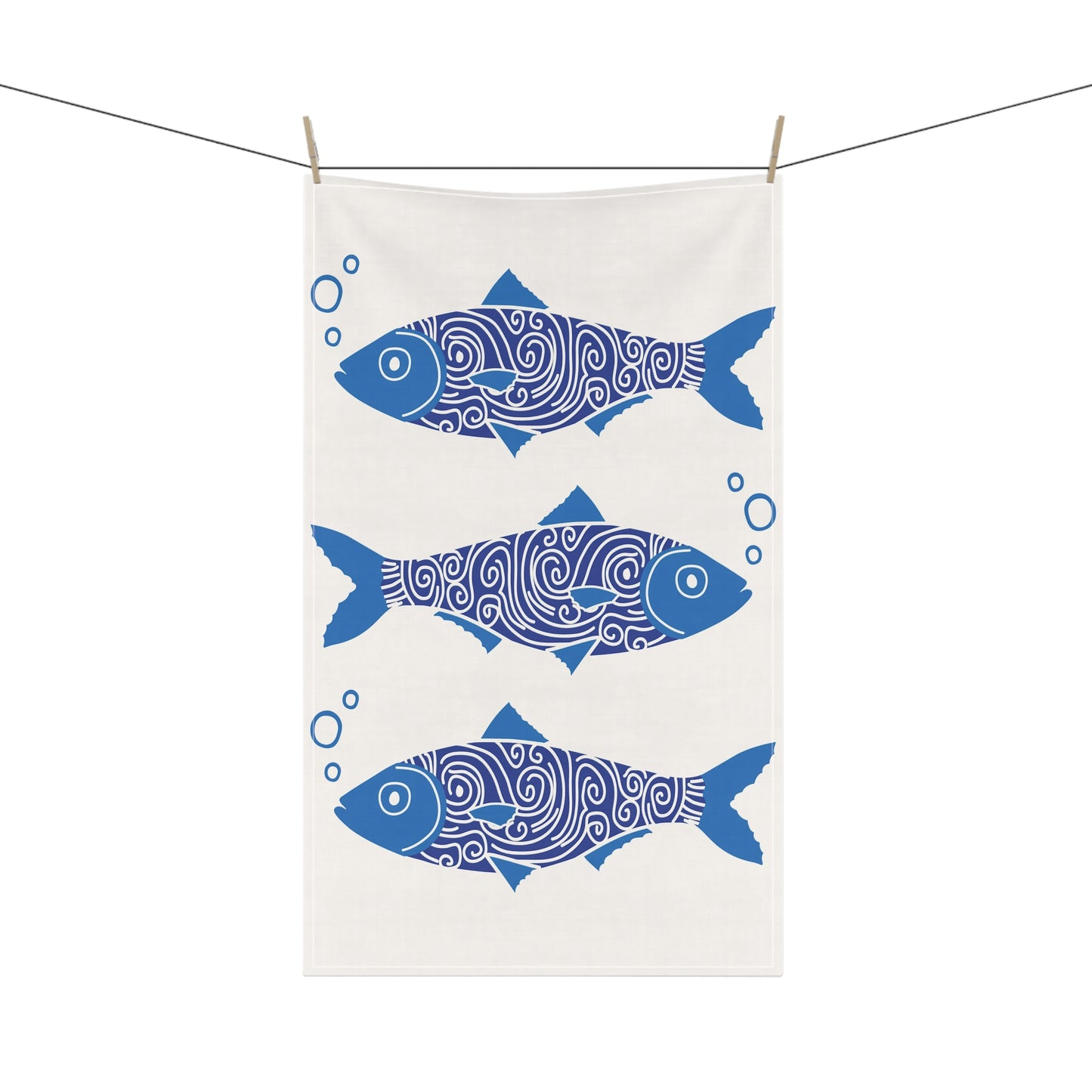 Fish Design Cotton Tea Towels – Coastal-Inspired Kitchen Decor for Beach Lovers