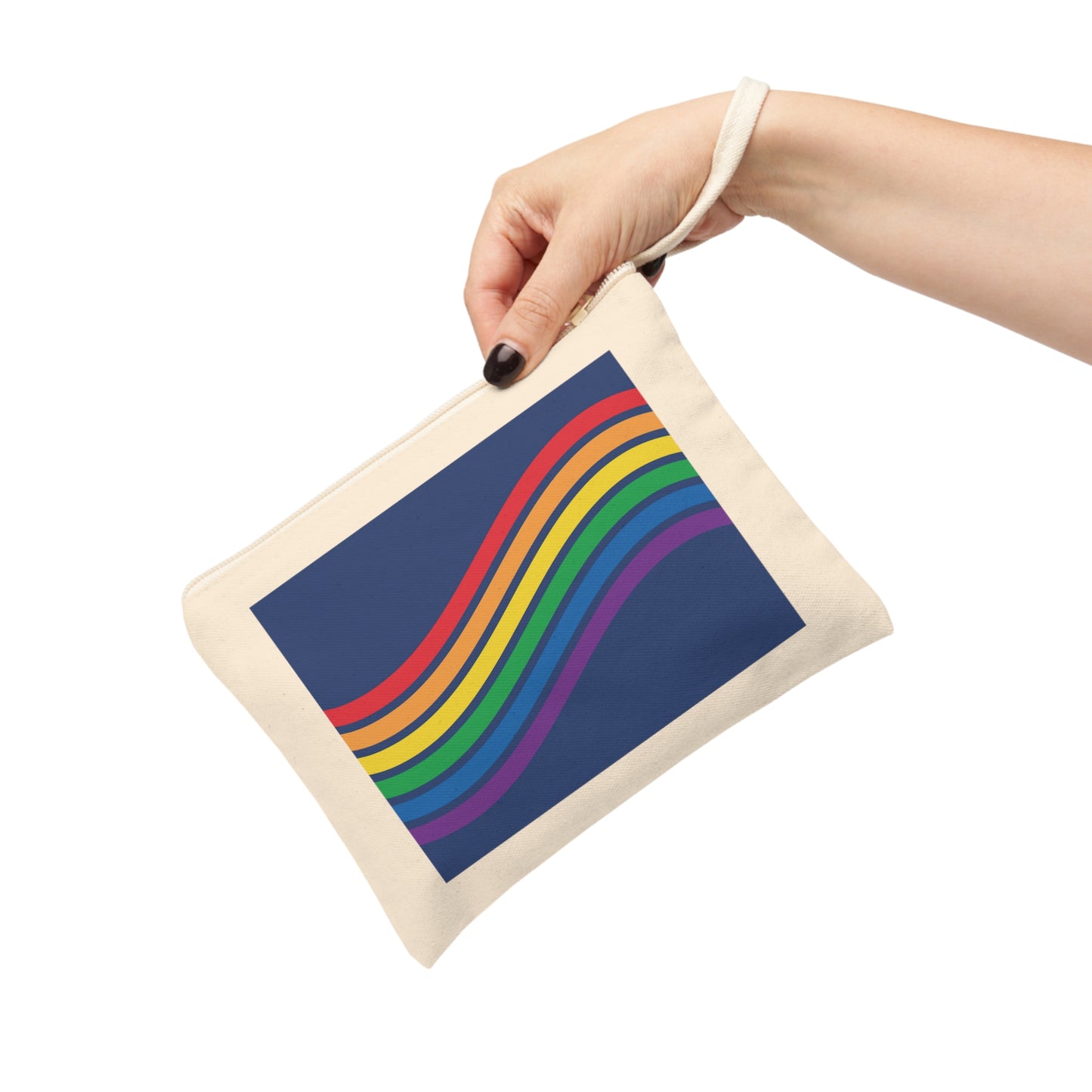 LGBTQIA+ Rainbow Wave Zipper Pouch - Vibrant Pride Accessory for Makeup, Art Supplies, & Everyday Essentials