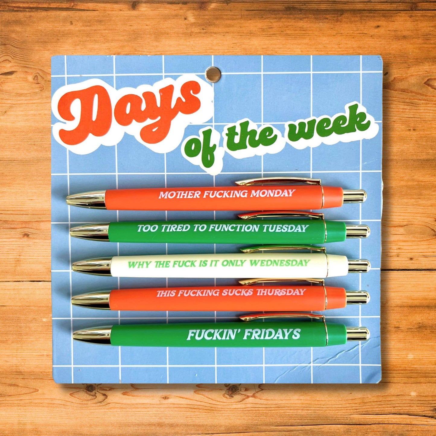 Get through the workweek with a laugh with our Set of 5 Black Ink Ballpoint Pens