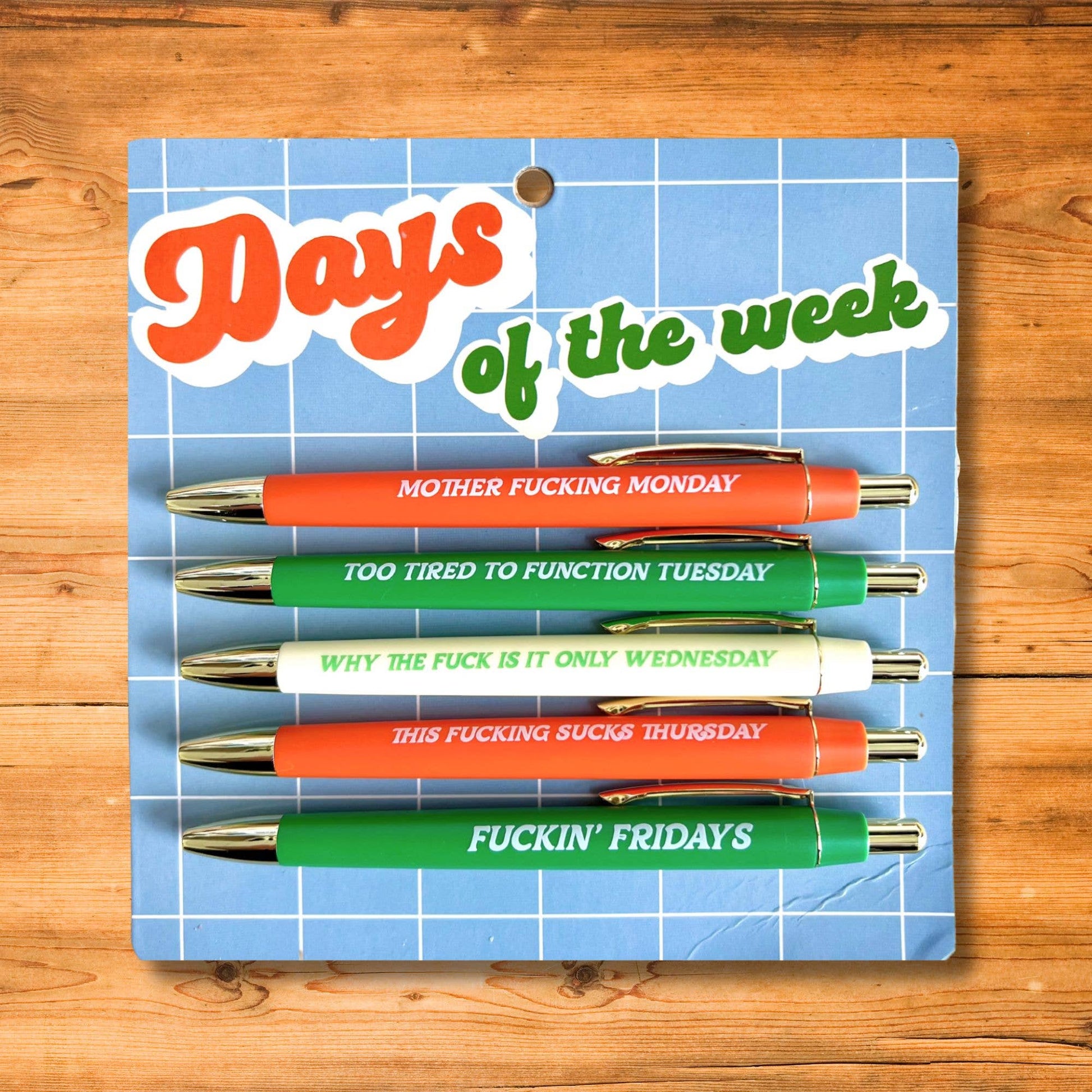 Get through the workweek with a laugh with our Set of 5 Black Ink Ballpoint Pens