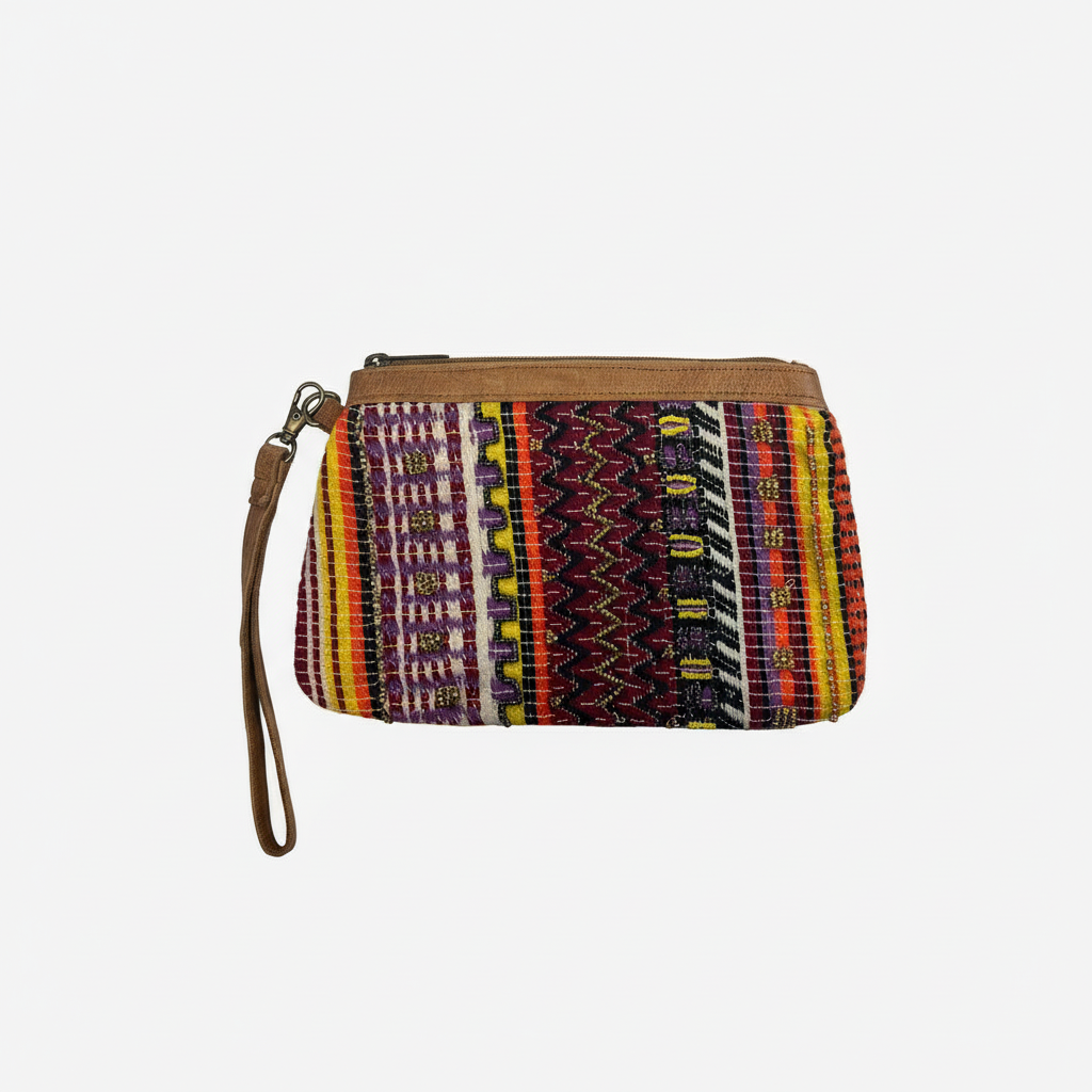 Wristlet with colorful pattern on a white background