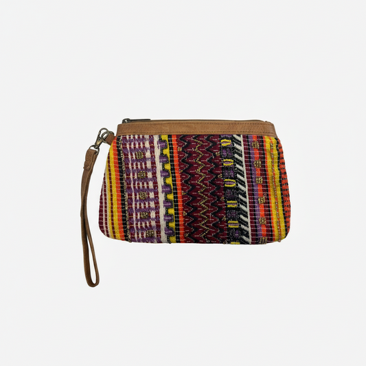 Wristlet with colorful pattern on a white background
