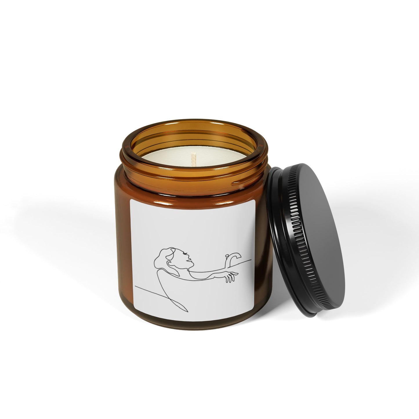 Minimalist Artistic Self-Love Scented Soy Candle – Hand-Drawn Woman in Bathtub Design for Relaxation & Self-Care