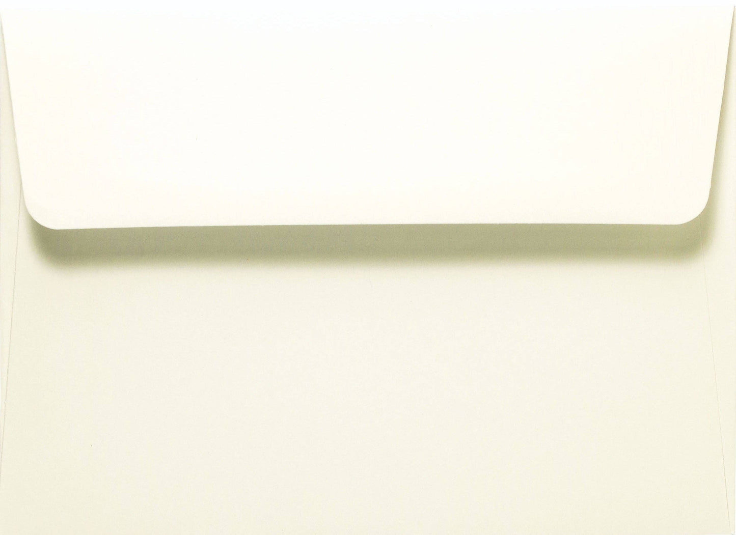 Close up of white envelope included with notecards