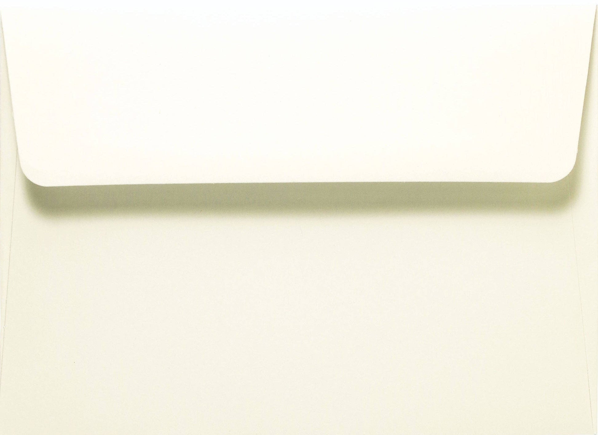 Close up of white envelope included with notecards