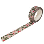 Decorative tape with holly tree pattern on a white background