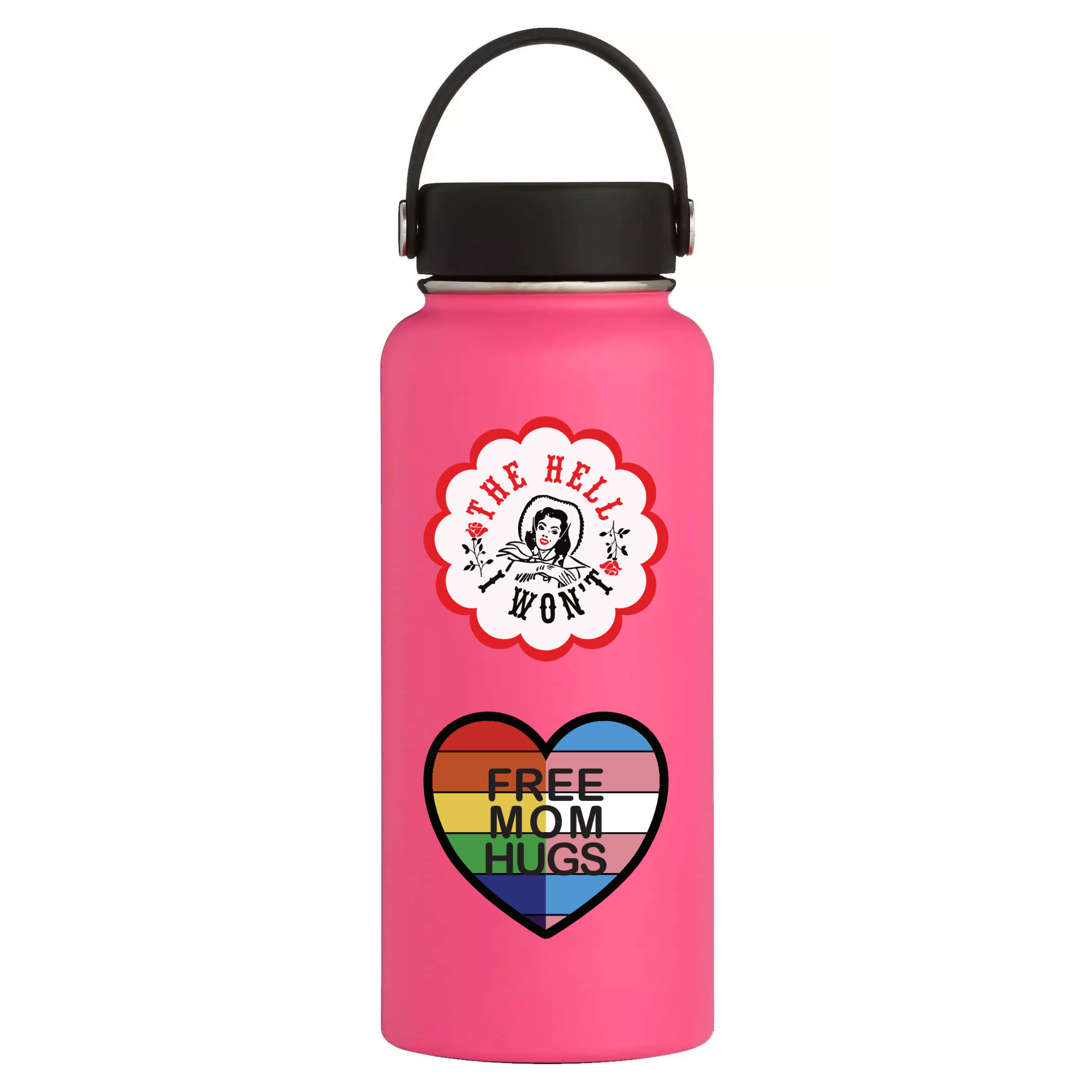 "The Hell I Won't!" Cowgirl Sticker - Bold & Sassy Design on a water bottle.