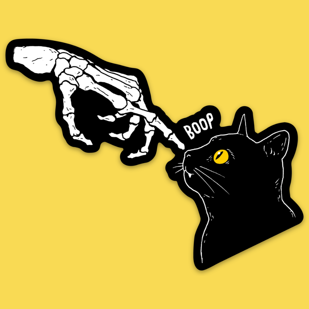 Purr-fectly Playful Black Cat 'Boop' Sticker