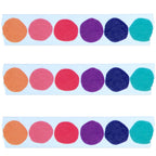 Three strips of the Rainbow Dot washi tape on a white background