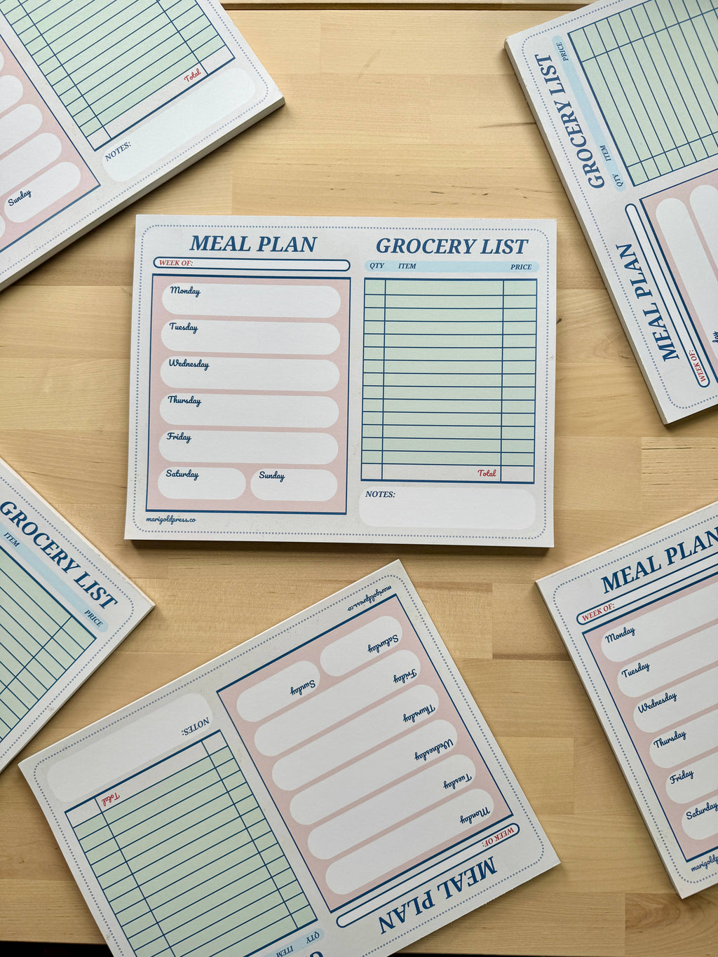 Meal Planner & Grocery List Notepad with user-friendly layout for efficient meal prep and grocery shopping