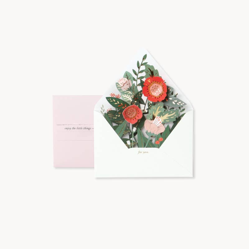 Pop-up bouquet greeting card with gold foil accents