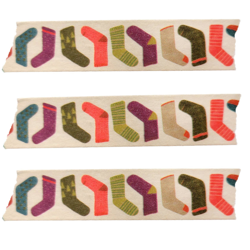 Three strips of the Playful Winter Stockings on washi tape 