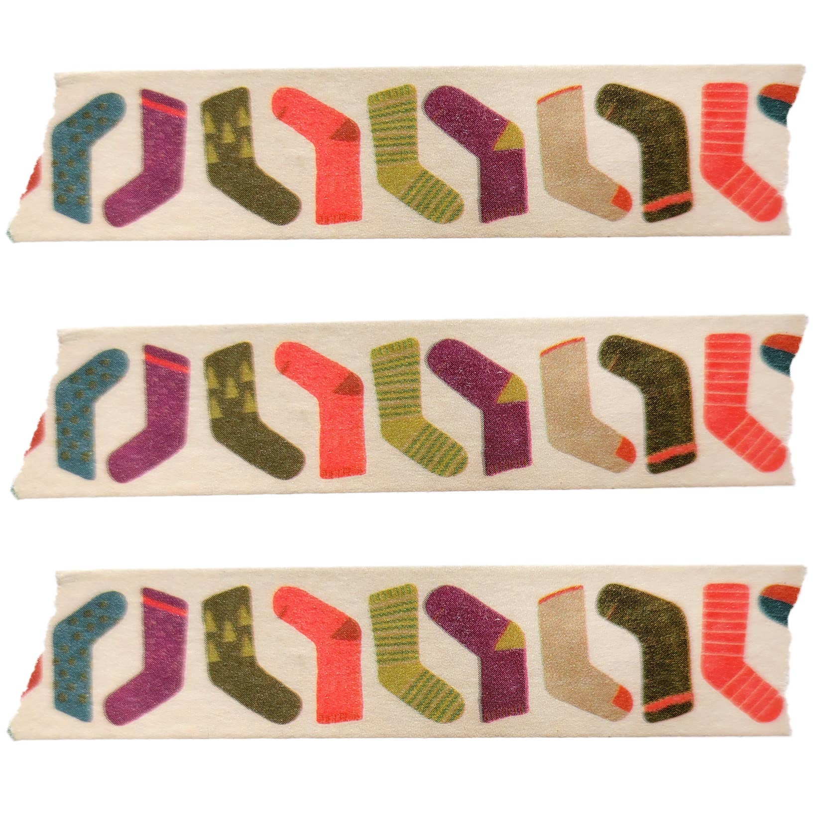 Three strips of the Playful Winter Stockings on washi tape 