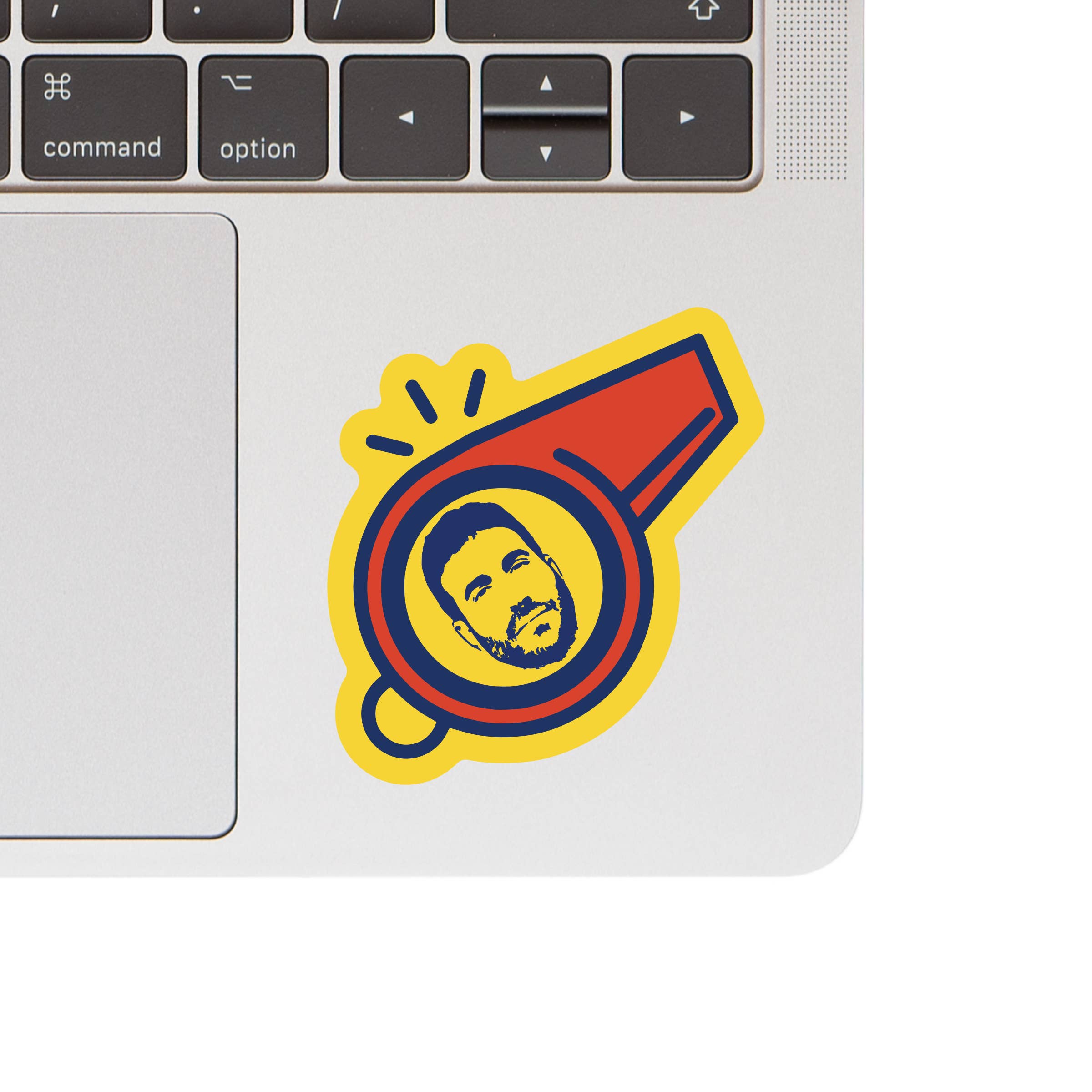Roy Kent Vinyl Sticker on laptop. 