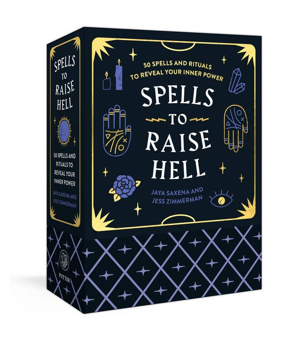 Boldly illustrated spell card deck featuring 50 rituals for modern mystics