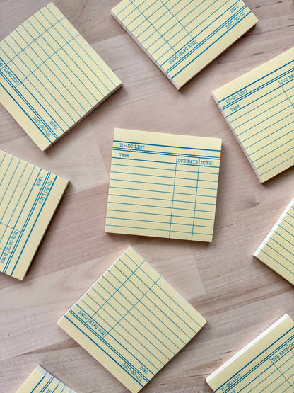Library card design Post-It notes for book lovers 