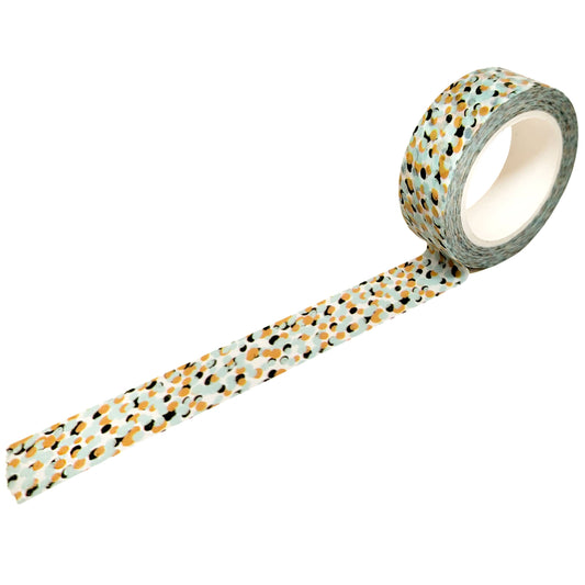 Roll of decorative tape with a pattern on a white background