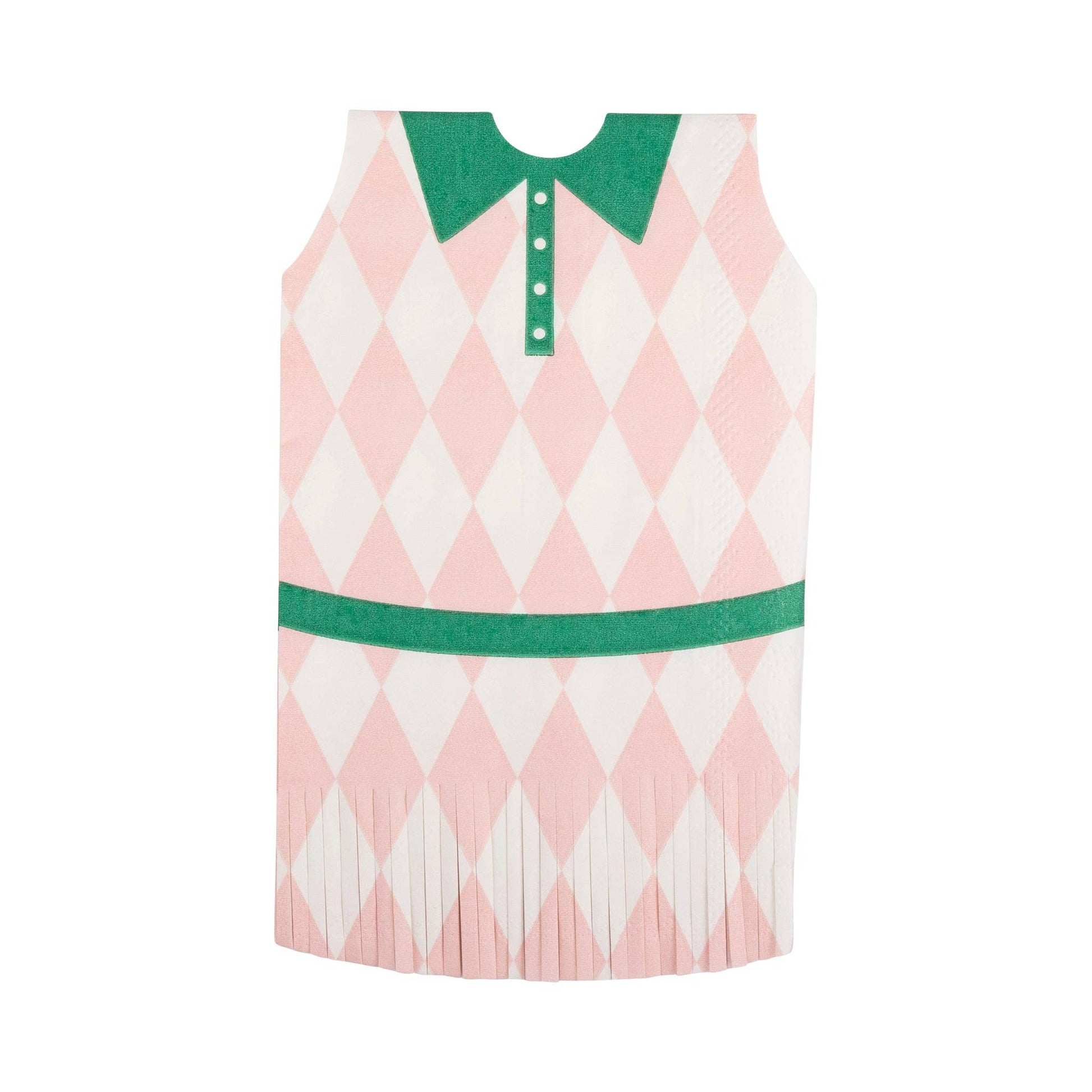 Miniature tennis dress-shaped cocktail napkins with fringe in pink