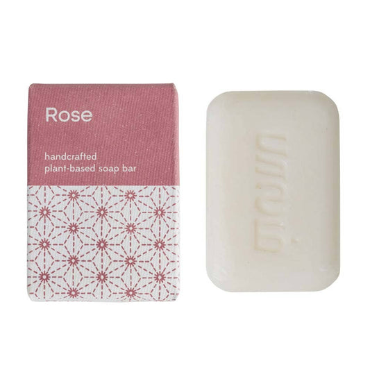 Close-up of handcrafted rose soap with smooth triple-milled texture