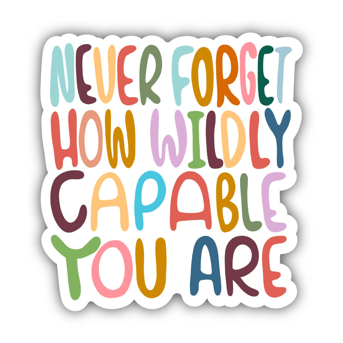 Wildly Capable vinyl sticker with bold lettering for mental health and resilience