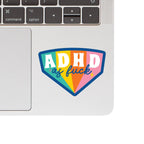 ADHD AF Sticker - Celebrate Neurodiversity on a laptop.