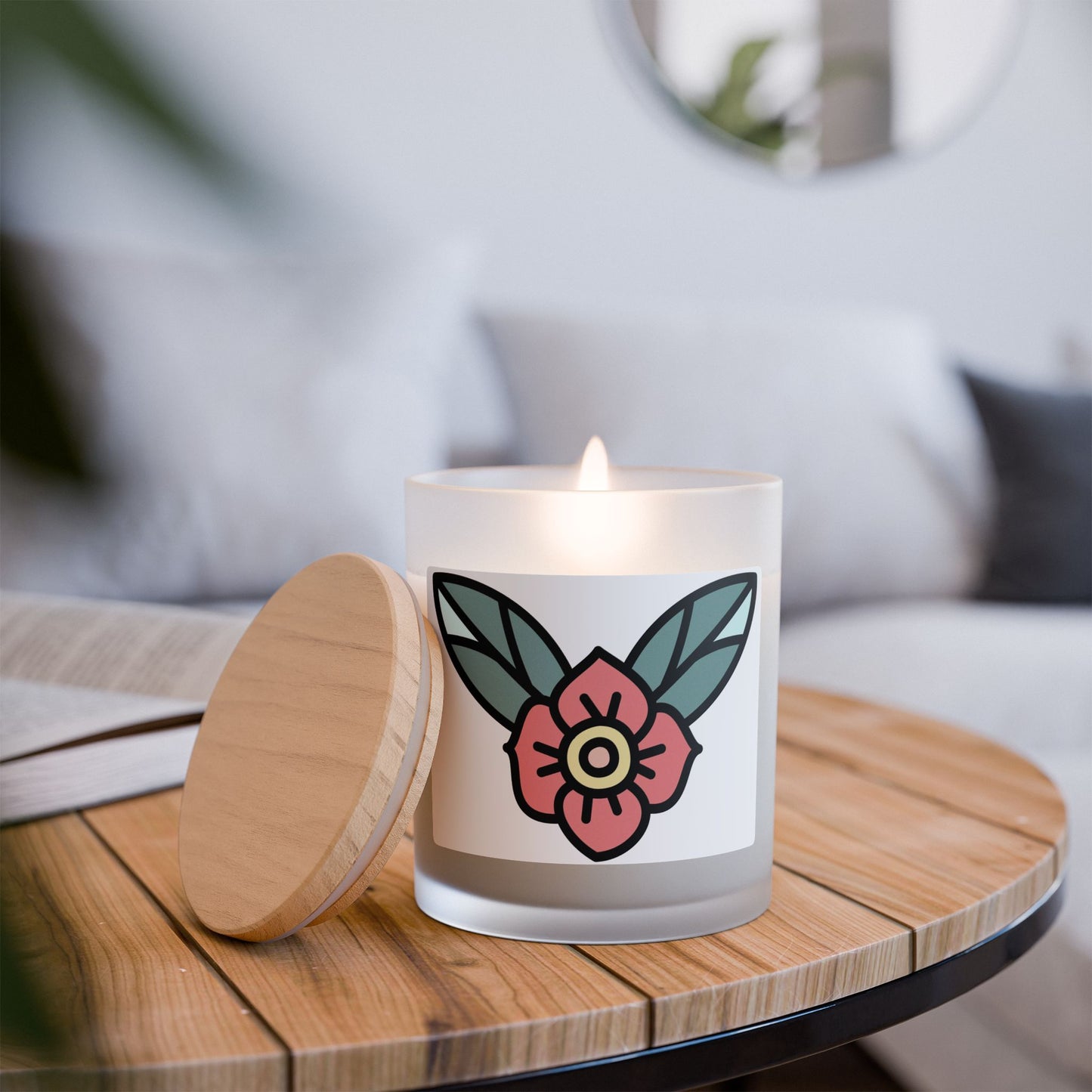 Tattoo-Inspired Eco-Friendly Frosted Glass Candle – Embrace the Art of Self-Care and Tranquility