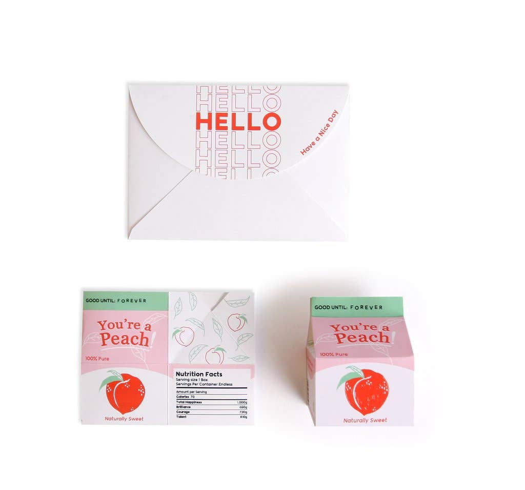 "You're a Peach" Juice Box Pop-Up Card with Neon Ink Accents