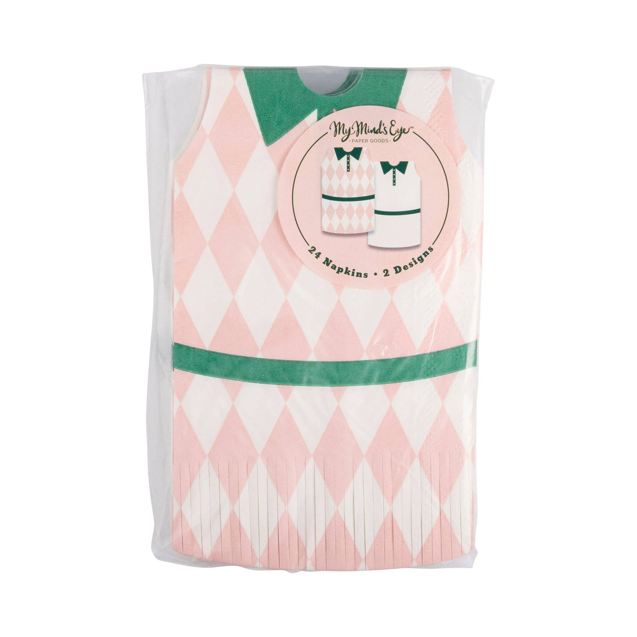 Miniature tennis dress-shaped cocktail napkins with fringe