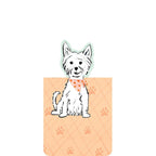 A cute white Terrier bookmark wearing a fun bandana