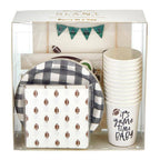 Tailgate Party in a Box - Complete Set with Garland, Cake Topper, Cups, Plates, Table Accents, and Napkins