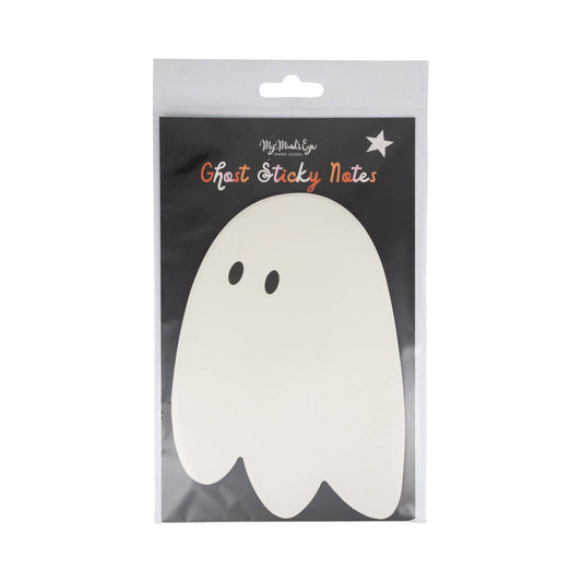 Packaged ghost-shaped sticky notes with 'My Mind's Eye' branding on a white background
