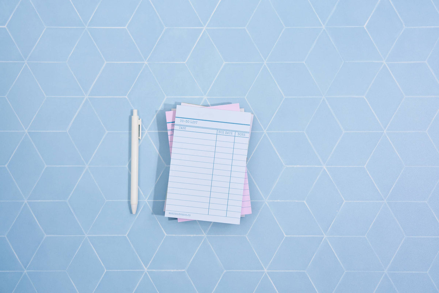 Classic library card design in soft blue for note-taking