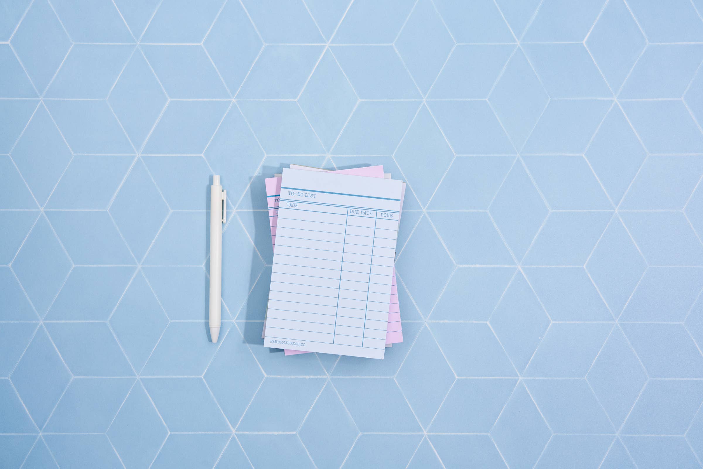 Classic library card design in soft blue for note-taking