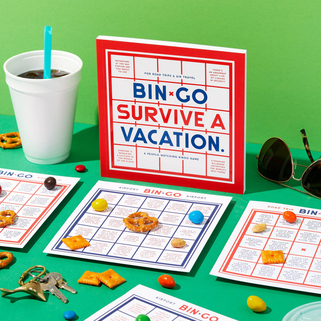 Image of friends or family playing the Brass Monkey vacation bingo game during a vacation