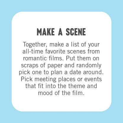 Text on a blue background with a white border, asking for favorite romantic film scenes.