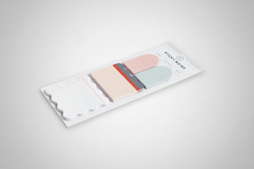 Pack of colorful sticky notes with a white background