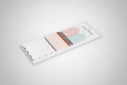 Pack of colorful sticky notes with a white background