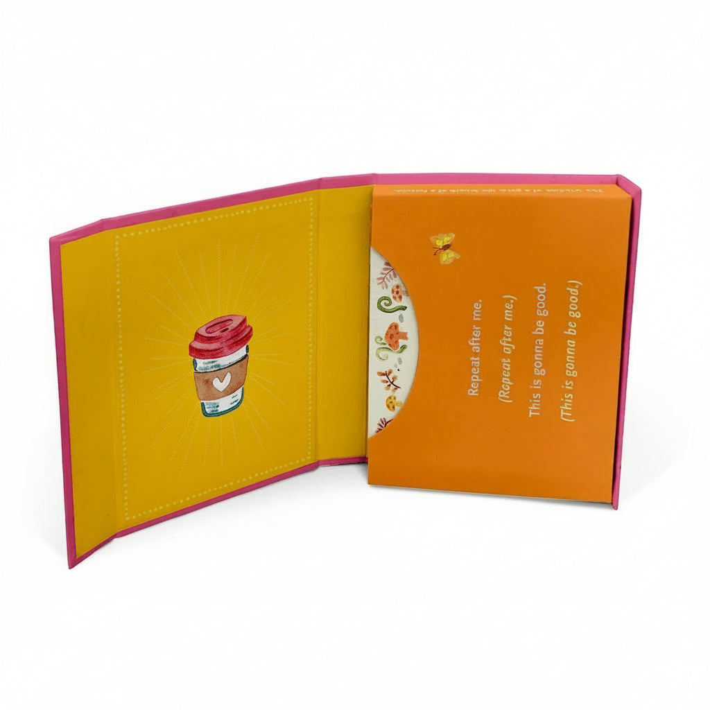 Open book with yellow interior and orange cover on a white background