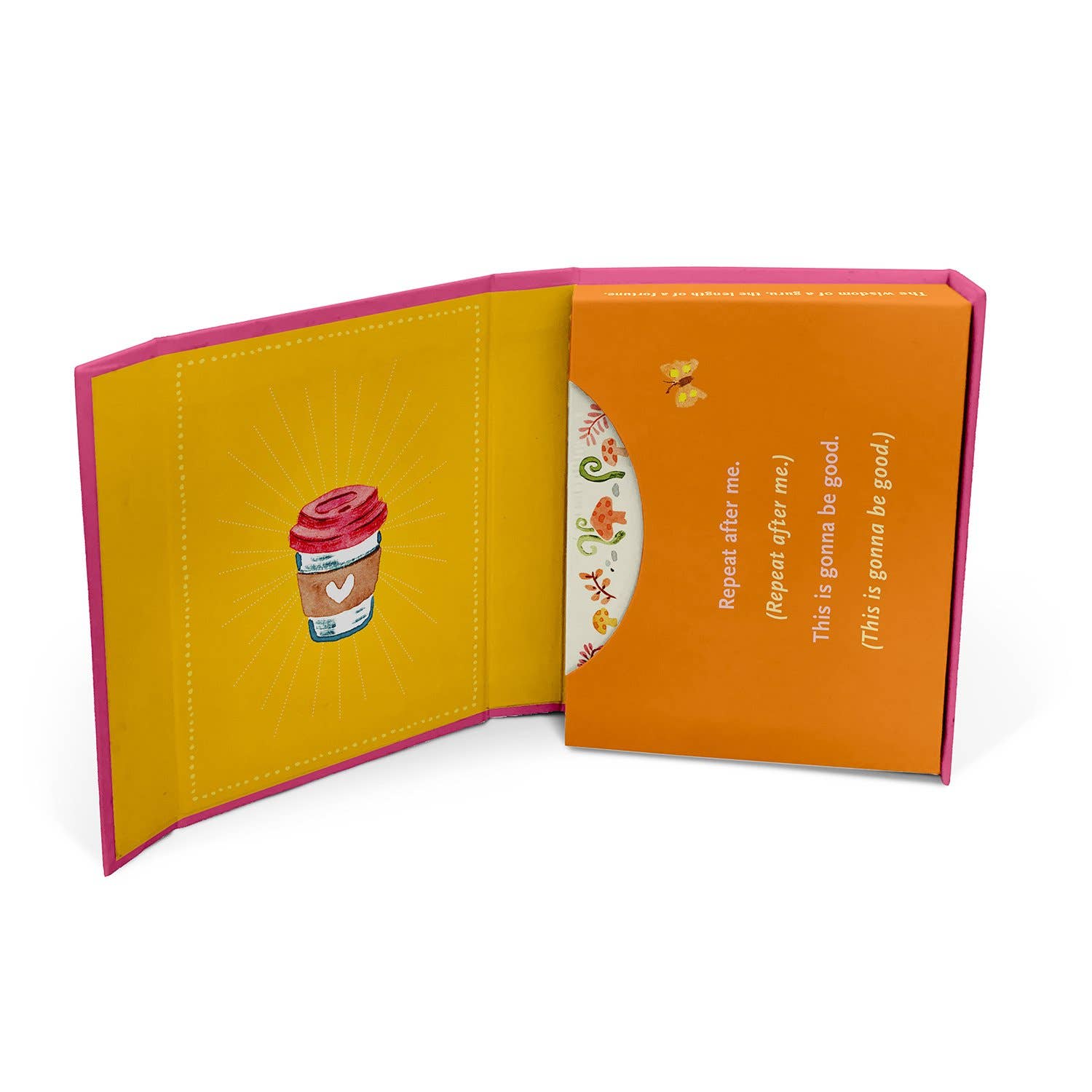Open book with yellow interior and orange cover on a white background